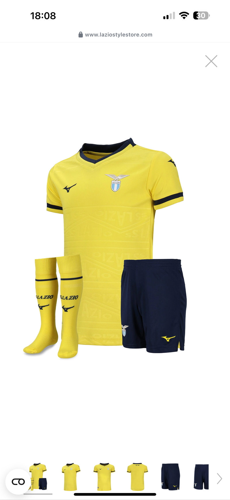 T-shirt e Pantaloncini per Bambino Away 24/25 Lazio - Con Calzettoni