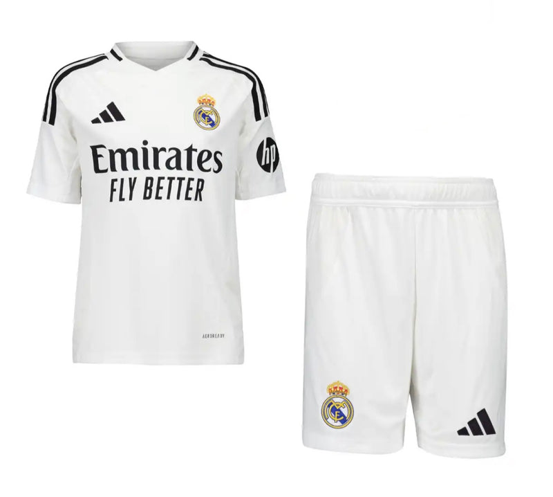 T-shirt e Pantaloncini Bambino Real Madrid Home 24/25 - Con Patch UCL