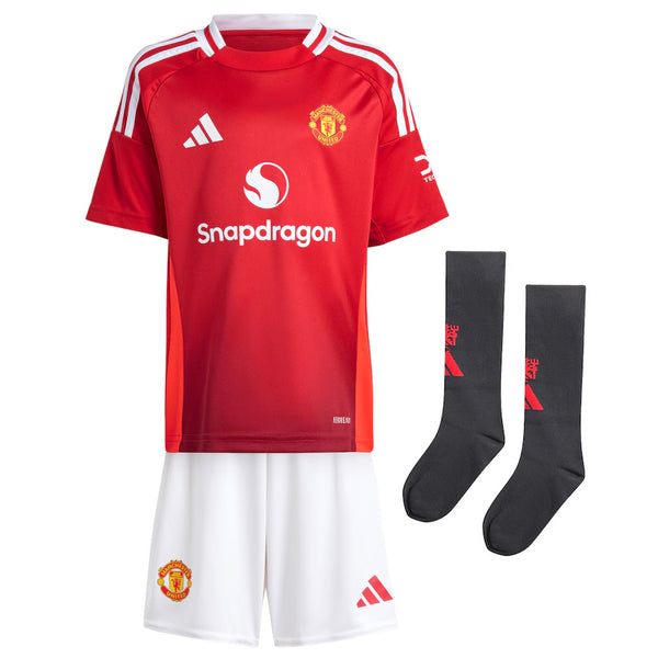 T-shirt e Pantaloncini per Bambino Manchester United Home 24/25 - Con Calzettoni