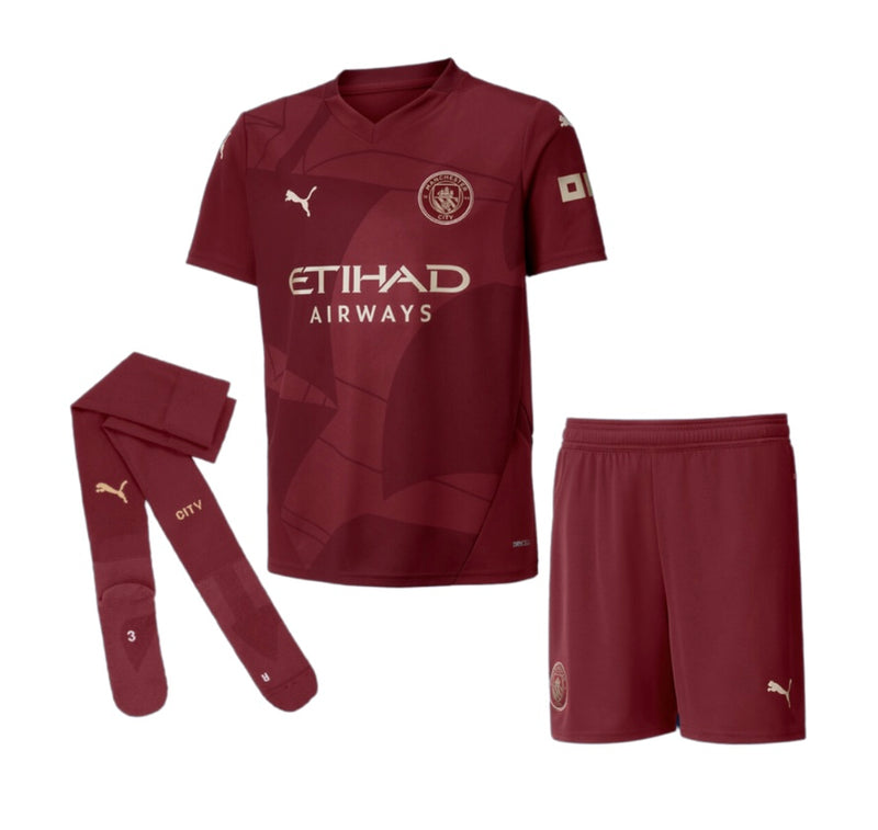 T-shirt e Pantaloncini per Bambino Manchester City Third 24/25 - Con Calzettoni