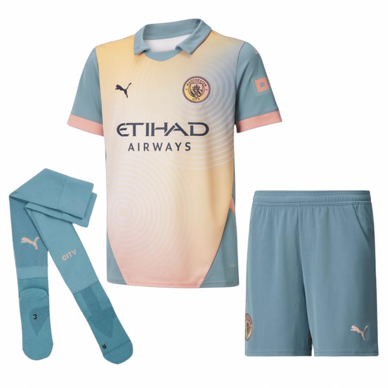 T-shirt e Pantaloncini per Bambino Manchester City 'Definitely City' 24/25 - Con Calzettoni