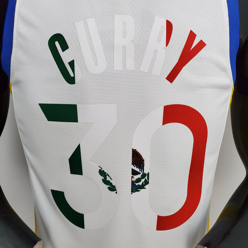 Maglia NBA bianca n. 30 Edizione Messico Golden State Warriors Curry 75° Anniversario